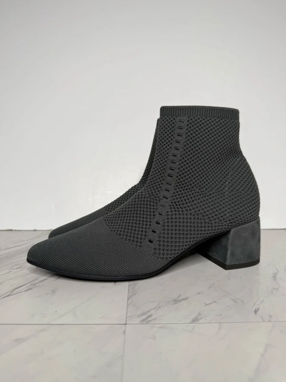 Eileen Fisher Honey Gray Knit Stretch Bootie 9 1/2 - Picture 13 of 13